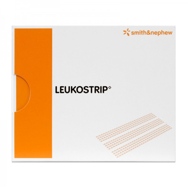 Leukostrip 6,4 mm x 76 mm: atiras adesivas porosas para o fechamento de feridas (caixa de 50 sobres de três atiras -150 unidades-)